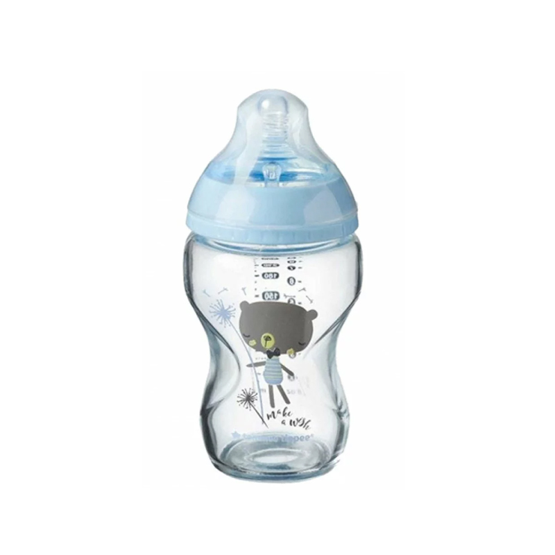TOMMEE TIPPEE BIBERON VERRE OURS BLEU 250 ML